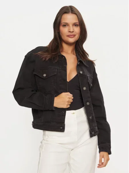 Guess Jeans Τζιν μπουφάν Relaxed Fit μαύρο