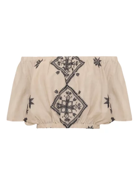 Bluzka Greek Archaic Kori z odkrytymi ramionami beżowa