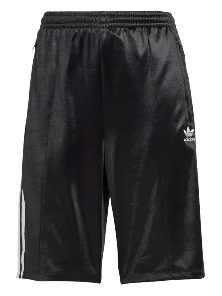 Pantaloni scurți Adidas cu dungi din satin negru