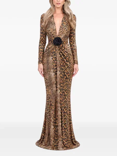 Rochie maxi Roserry cu model floral cu imagine maro