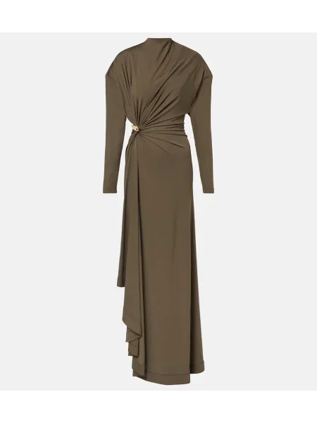 Rochie maxi Bottega Veneta din jerseu de costum verde