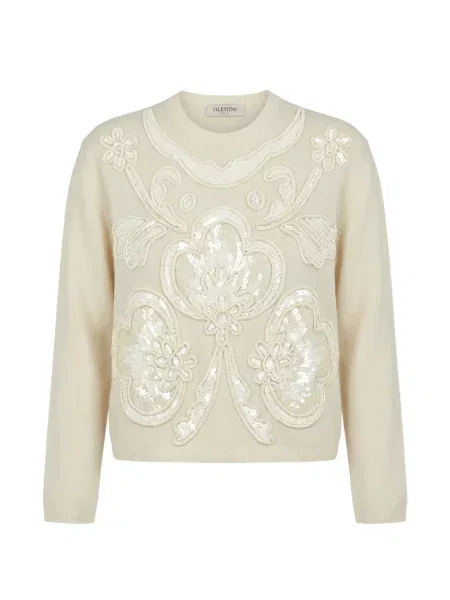 Pulover Valentino Garavani cu paiete cu model floral