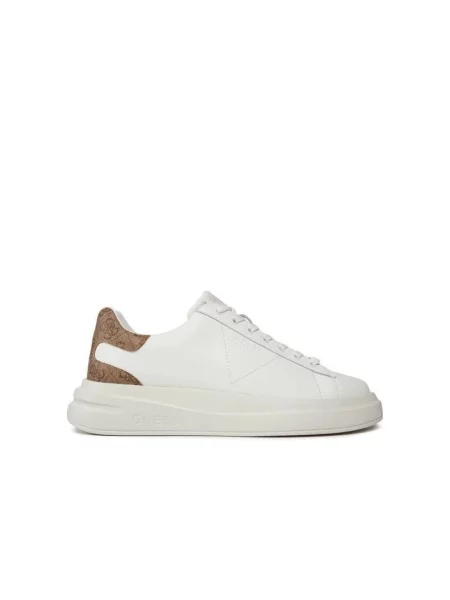 Sneakersy ze skórzanymi naszywkami model ‘ELBA’ Guess białe