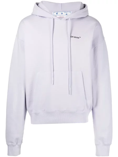 Hanorac cu glugă Off-white cu imagine alb