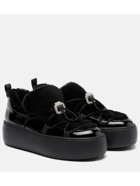 Sneakerși Roger Vivier din piele de lac negru