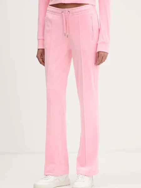 Juicy Couture spodnie dresowe welurowe z aplikacją różowy