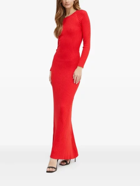 Rochie maxi Bardot de costum roșu