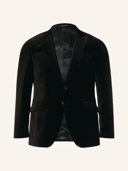 Wilvorst Sametové Sako Regular Fit schwarz