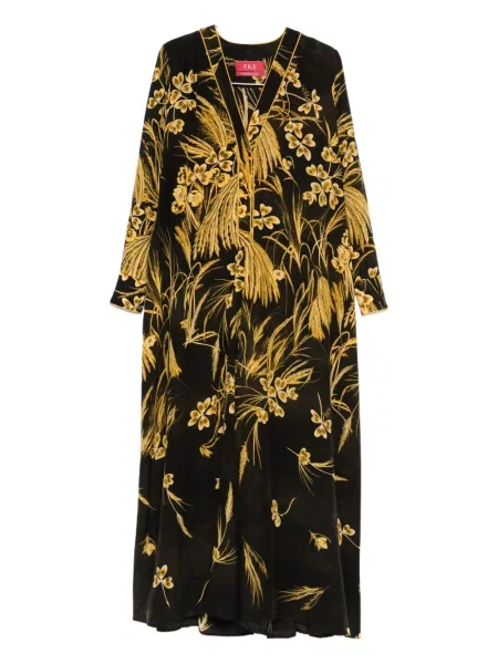 Rochie maxi F.r.s For Restless Sleepers cu model floral cu imagine de costum maro