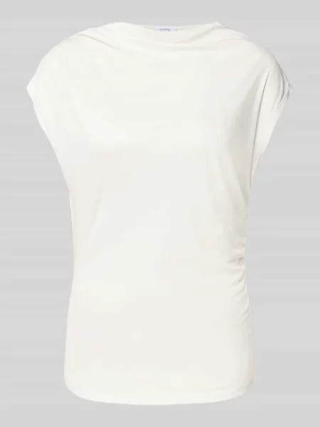 T-shirt z z marszczeniami Comma biała