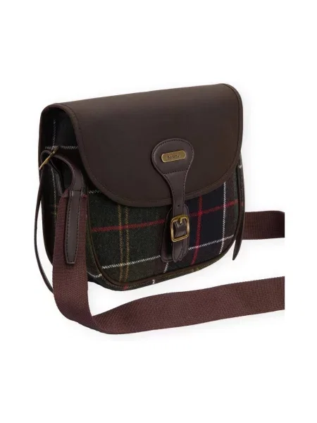 Kockovaná klasická crossbody kabelka Barbour hnedá