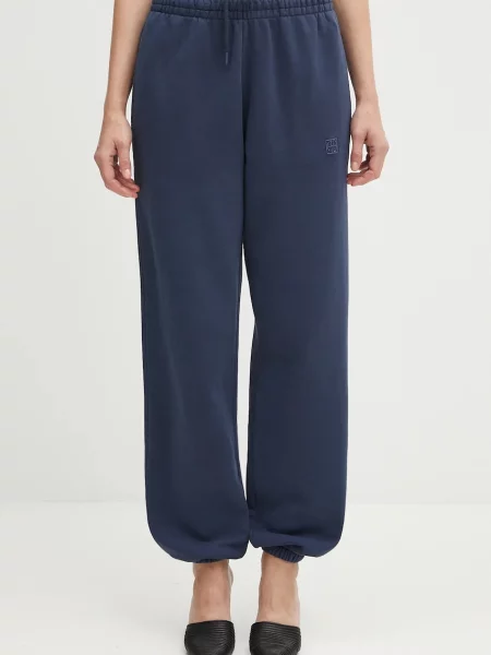 Anine Bing pantaloni de trening din karter bleumarin uni