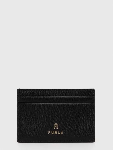 Usnjen etui za kartice Furla črna