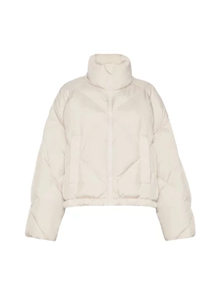 Lniana krótka kurtka puchowa Weekend Max Mara beżowa