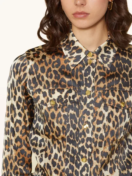 Ganni Koszula Z Satyny beige beżowa