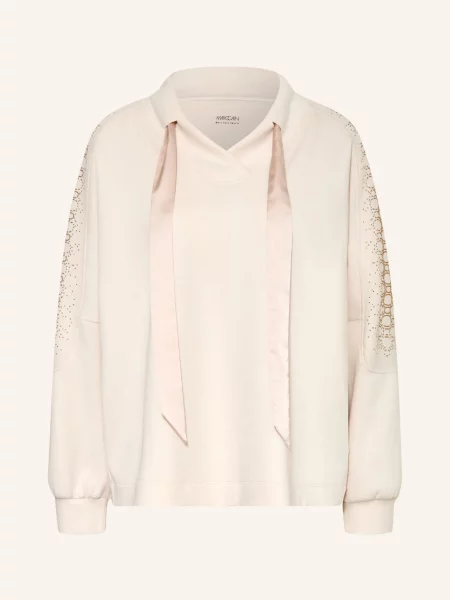 Marc Cain Bluza Z Kamieniami Ozdobnymi beige beżowa