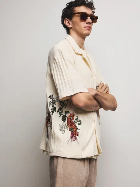 Medicine košulja za muškarce s pamukom bež