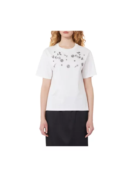 T-shirt o kroju slim fit z czystej bawełny model ‘DAGILE’ Weekend Max Mara biała