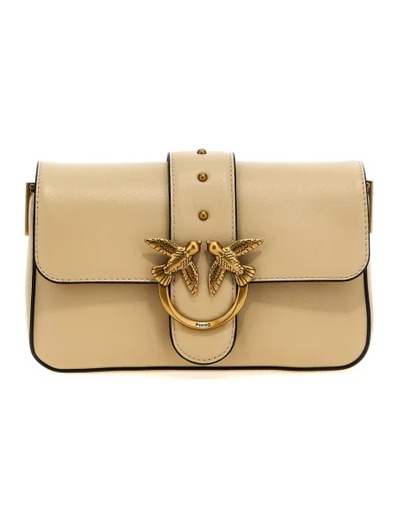 Torebka Pinko skórzana beżowa