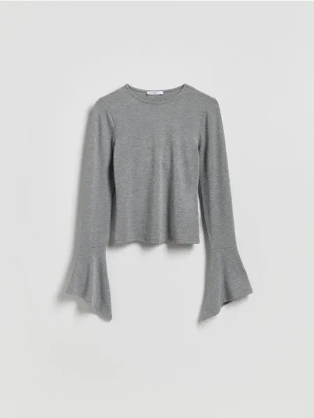 Bluză Reserved cu maneci evazate gri