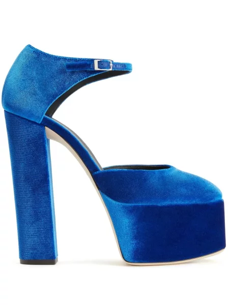 Sandale Giuseppe Zanotti de catifea cu platformă albastru
