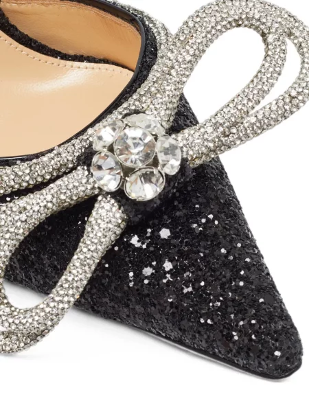 Pantofi cu toc Mach & Mach cu funde cu bretele negru