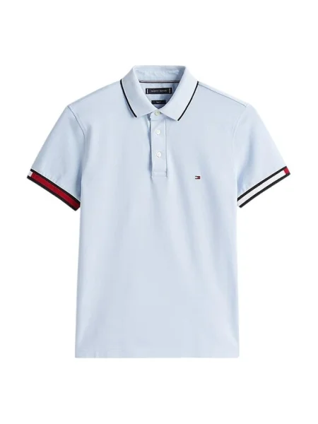 Тениска с яка Tommy Hilfiger с апликация синьо