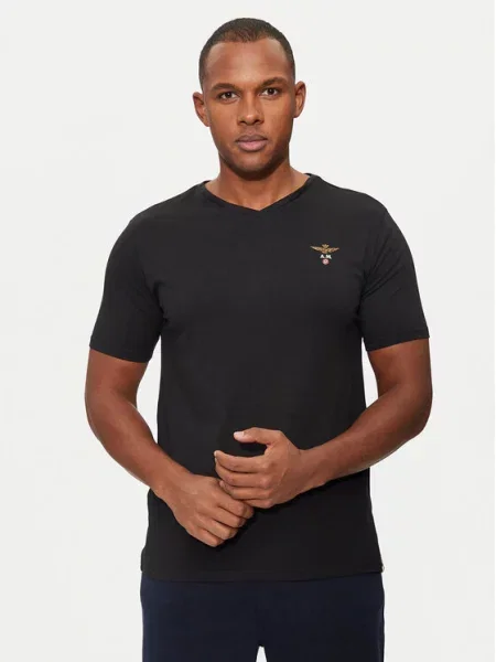 Majica Aeronautica Militare s kratkimi rokavi črna