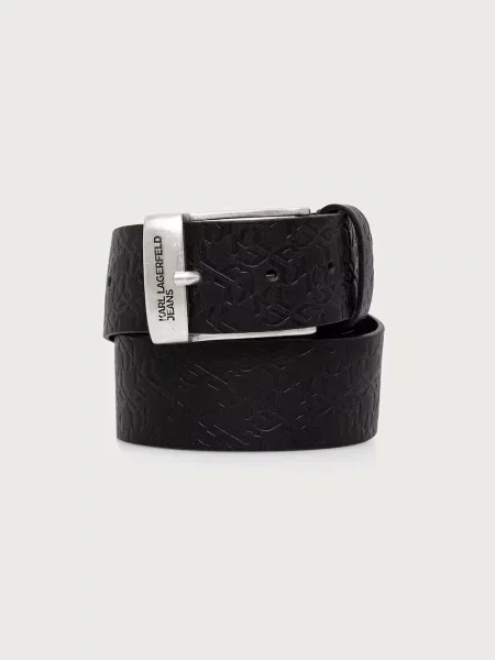 Karl Lagerfeld Jeans curea pentru bărbați din piele negru