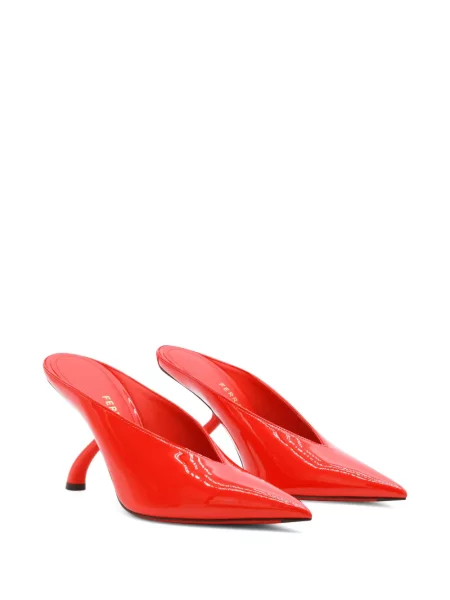 Papuci tip mules Ferragamo din piele roșu