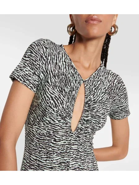 Rochie maxi Proenza Schouler cu imagine cu model zebră negru
