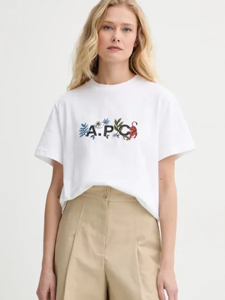 A.P.C. tricou din t-shirt auguste GOTS femei alb