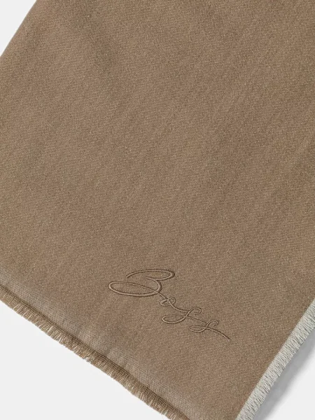 Шерстяной однотонный шарф Boss бежевый