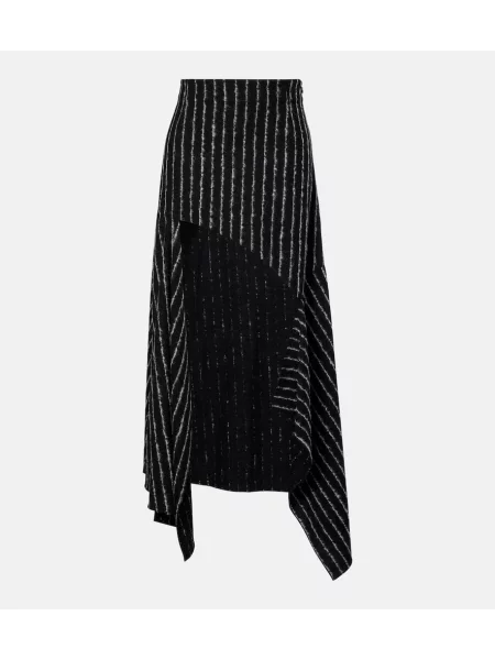 Maksi spódnica maxi Mugler w paski asymetryczna czarna