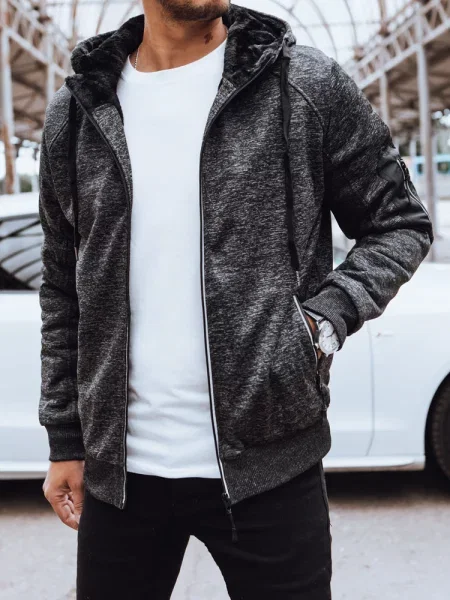 Rozpinana bluza ocieplana ciemnoszara Dstreet