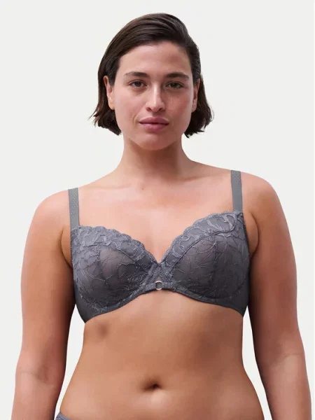 Chantelle Biustonosz z fiszbiną Fleurs szary