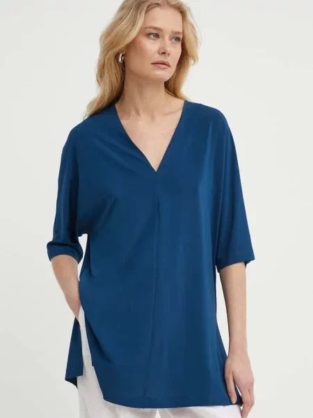 Max Mara Leisure bluză femei bleumarin uni