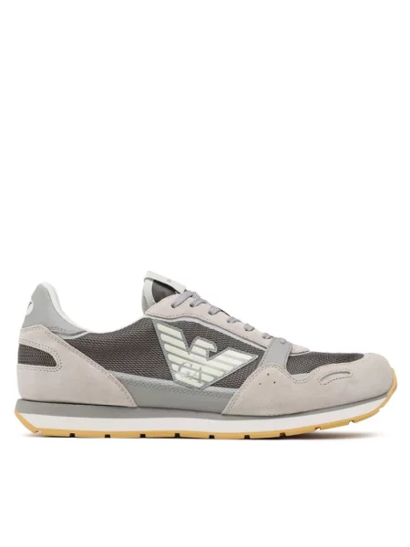 Sneakersy Emporio Armani zamszowe z siateczki beżowe