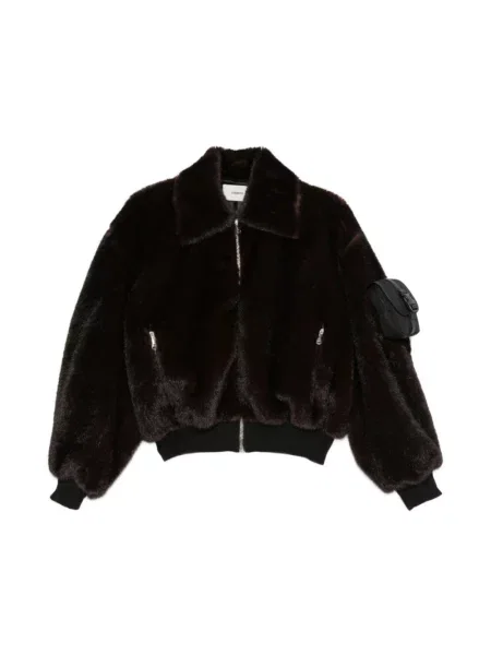 Coperni kurtka Faux Fur Bomber brązowy przejściowa czarna