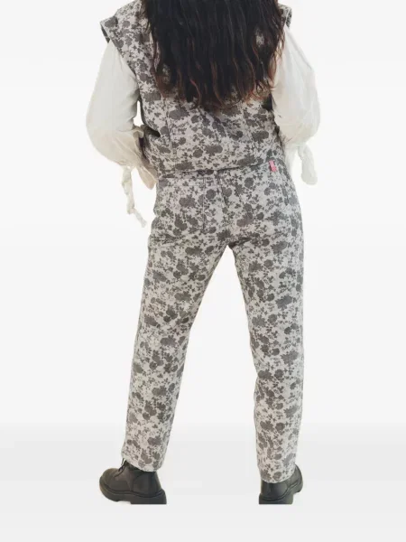 Pantaloni Favorite People cu model floral cu imagine gri