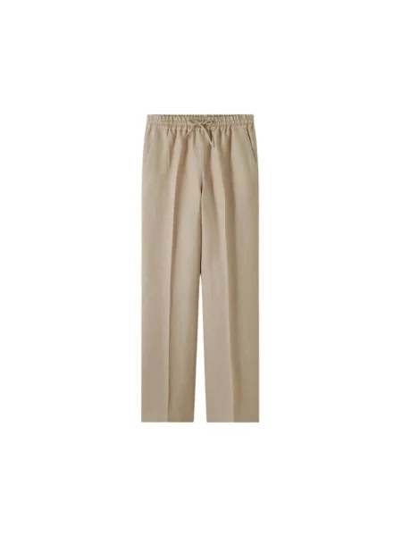 A.P.C. spodnie lniane proste medium waist beżowy