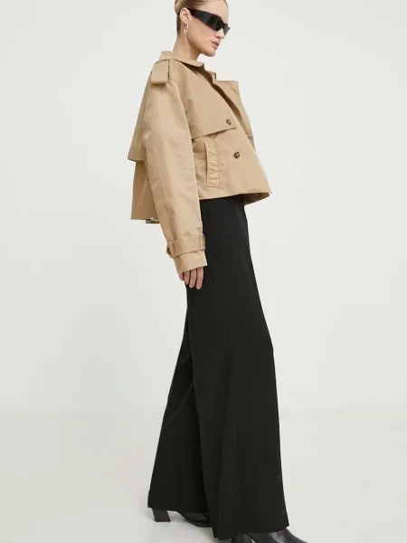 Samsoe Samsoe pantaloni femei lat high waist negru