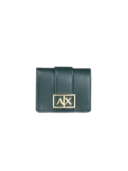 Portfel Armani Exchange z logo zielony