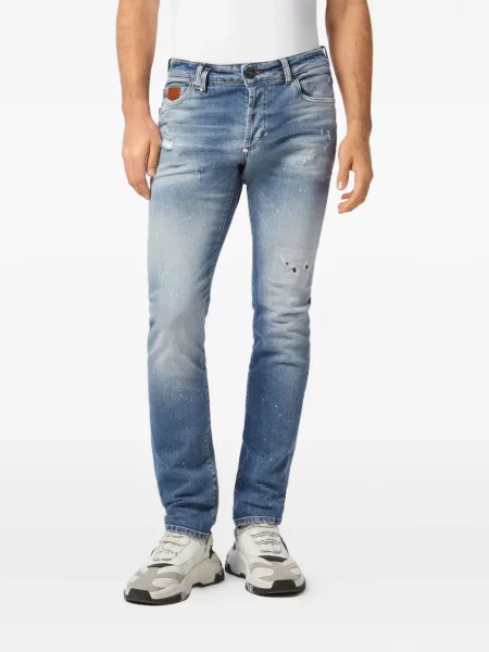 Blugi Philipp Plein zdrențuiți albastru