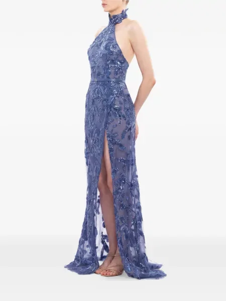 Rochie maxi Saiid Kobeisy cu broderie violet