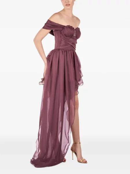 Rochie mini Andreea Veneciuc cu volane asimetrică violet