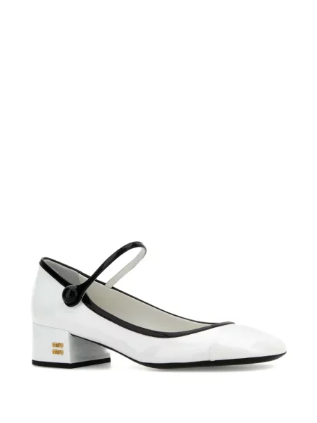 Pantofi cu toc Miu Miu din piele alb