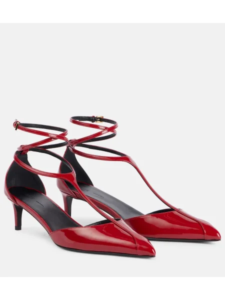 Pantofi cu toc Khaite din piele de lac roșu