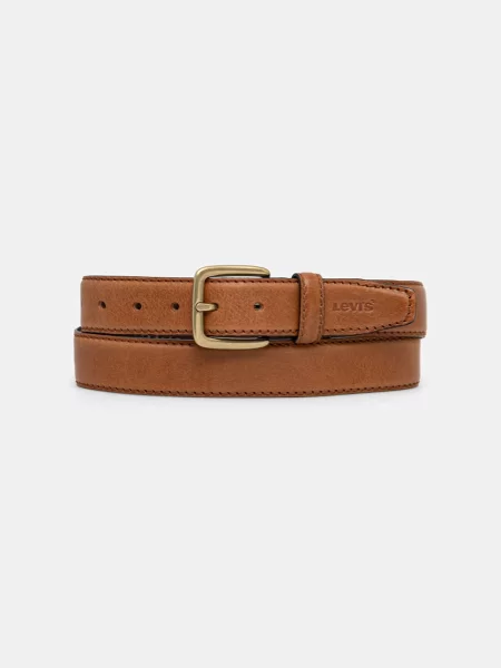 Levi's curea pentru bărbați din piele FINN FEATHER EDGE maro