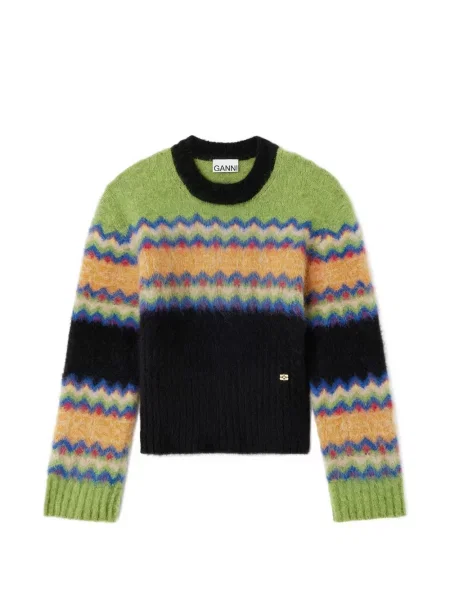 Pulover Ganni din lână alpaca verde